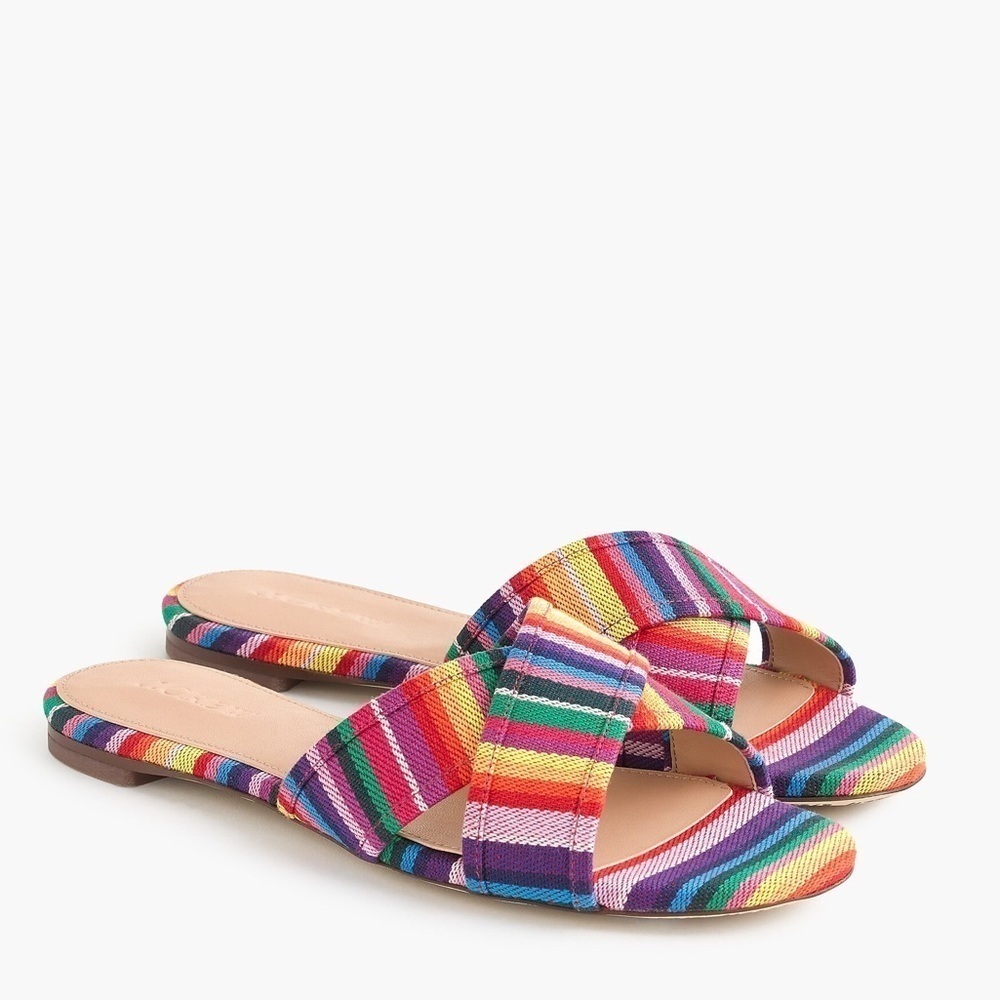 J Crew Cora Crisscross Sandals Rainbow Boho Women’s Size 9 1/2.